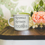 Single Taken Coffee Ceramic Mug 14.5oz Funny Relationship Status Gift BandsCo Straps