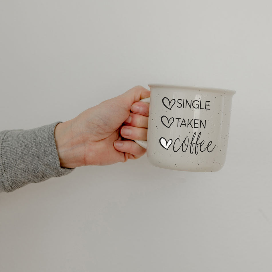Single Taken Coffee Ceramic Mug 14.5oz Funny Relationship Status Gift BandsCo Straps