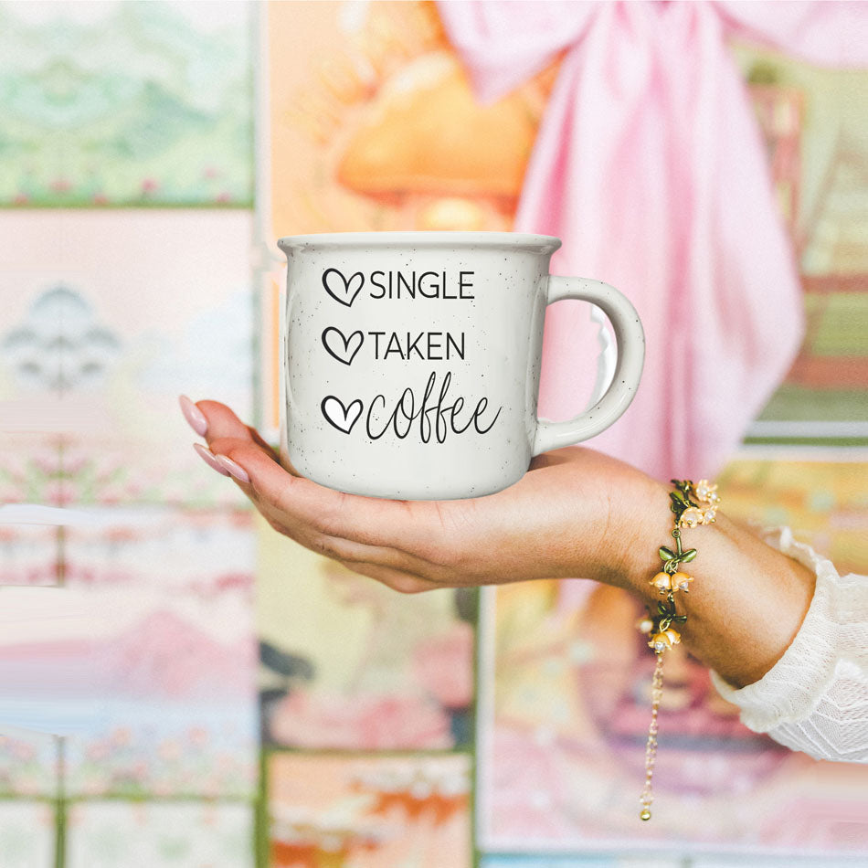 Single Taken Coffee Ceramic Mug 14.5oz Funny Relationship Status Gift BandsCo Straps