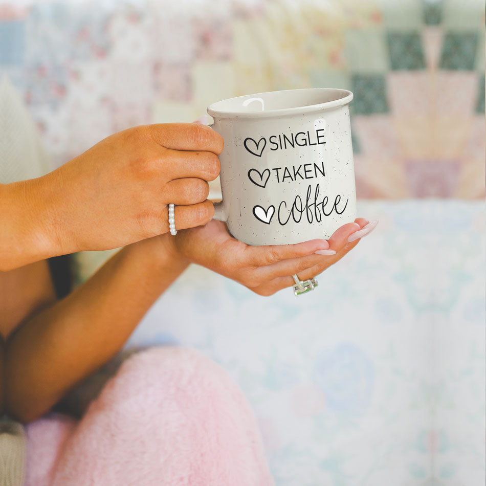Single Taken Coffee Ceramic Mug 14.5oz Funny Relationship Status Gift BandsCo Straps