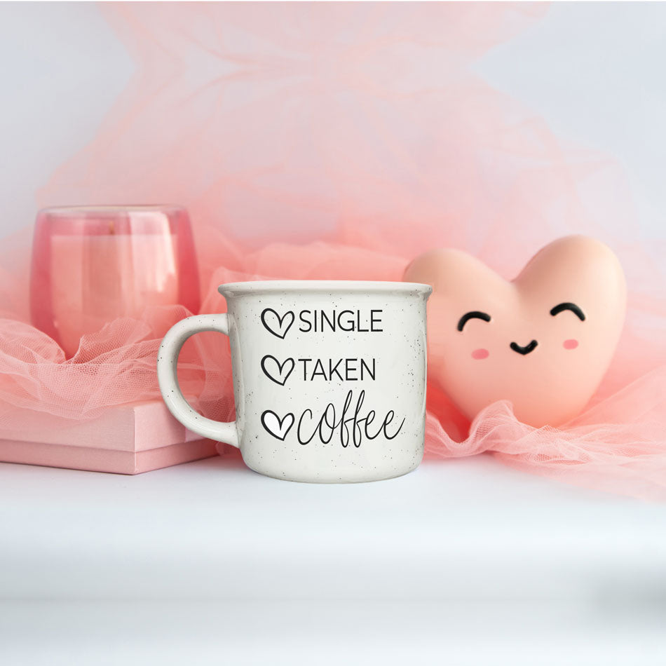 Single Taken Coffee Ceramic Mug 14.5oz Funny Relationship Status Gift BandsCo Straps