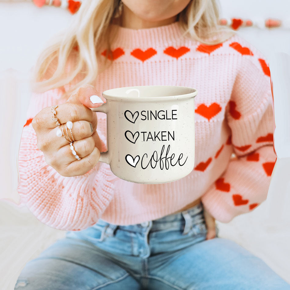 Single Taken Coffee Ceramic Mug 14.5oz Funny Relationship Status Gift BandsCo Straps