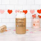 20oz Coffee Glass Cup With Bamboo Lid - Single Taken Coffee Heart Design BandsCo Straps