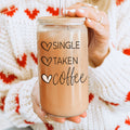 20oz Coffee Glass Cup With Bamboo Lid - Single Taken Coffee Heart Design BandsCo Straps