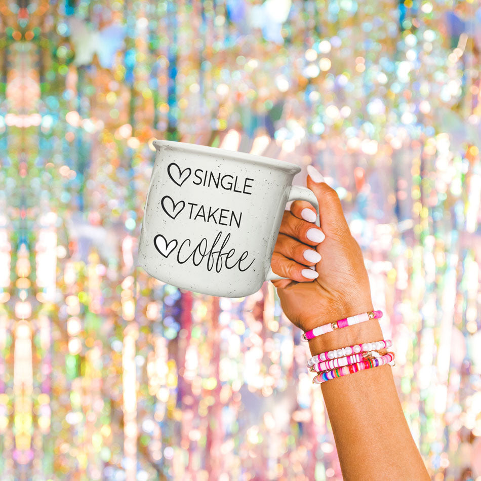 Single Taken Coffee Ceramic Mug 14.5oz Funny Relationship Status Gift BandsCo Straps