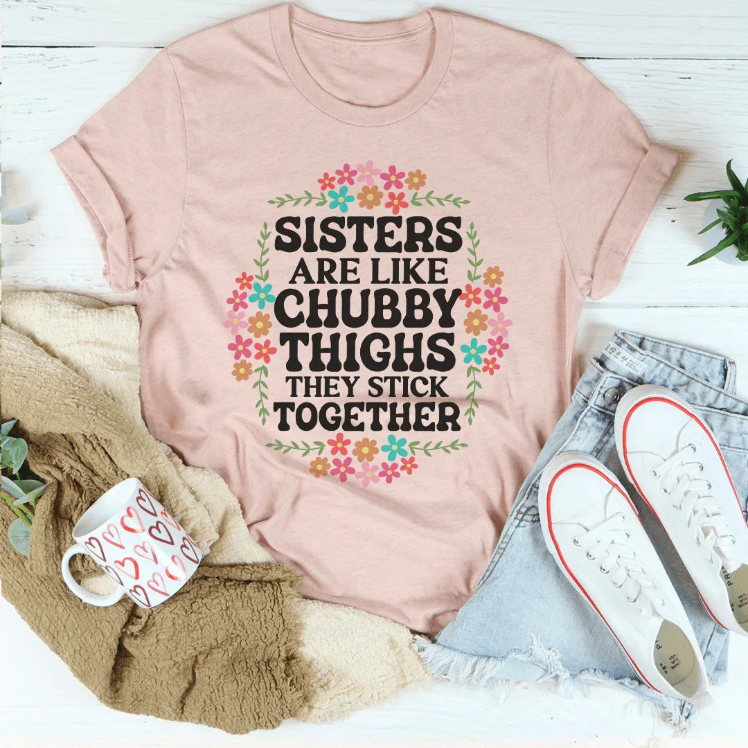 Sisters Are Like Chubby Thighs They Stick Together Tee Peachy Sunday
