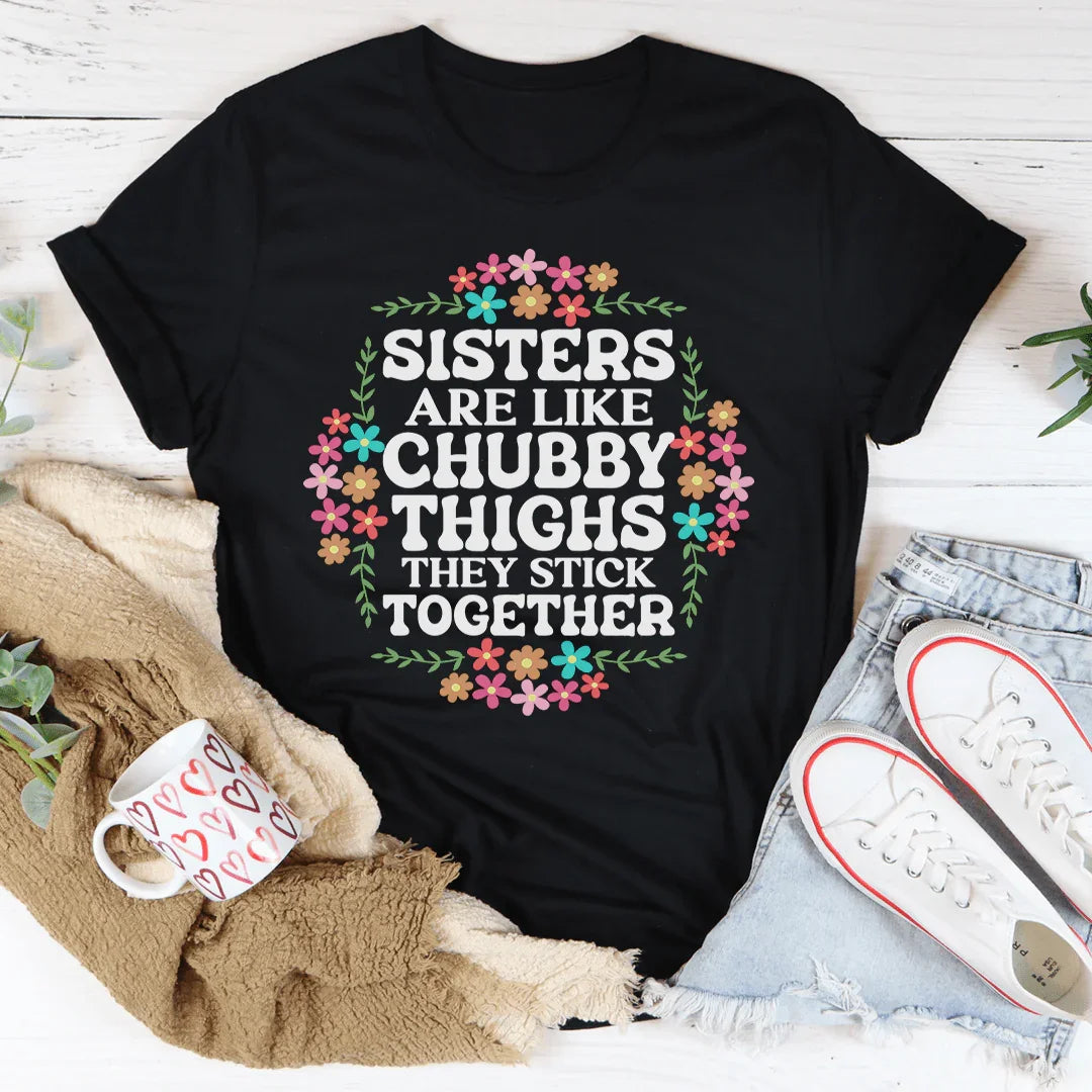 Sisters Are Like Chubby Thighs They Stick Together Tee Peachy Sunday