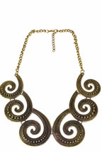 Six Spiral Gold Statement Necklace Boho Bib Chain Pendant