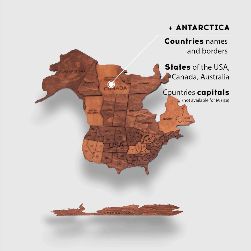 3D Wooden World Map Oak (for US only) - SJB-DIAMOND ELITES