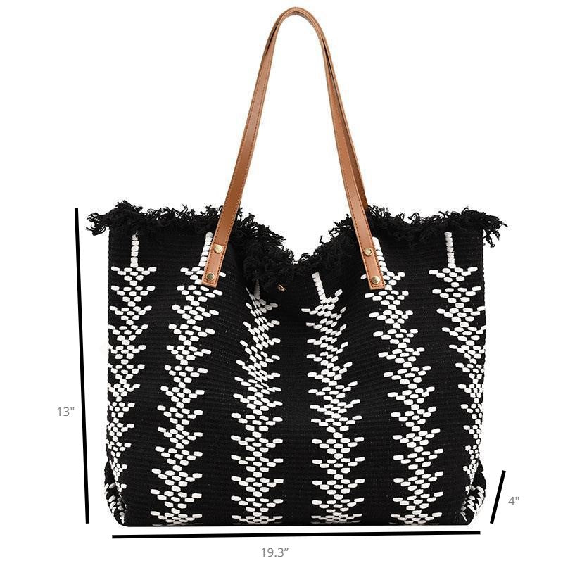 Bohemian canvas woven tote bag simple ethnic purse - SJB-DIAMOND ELITES