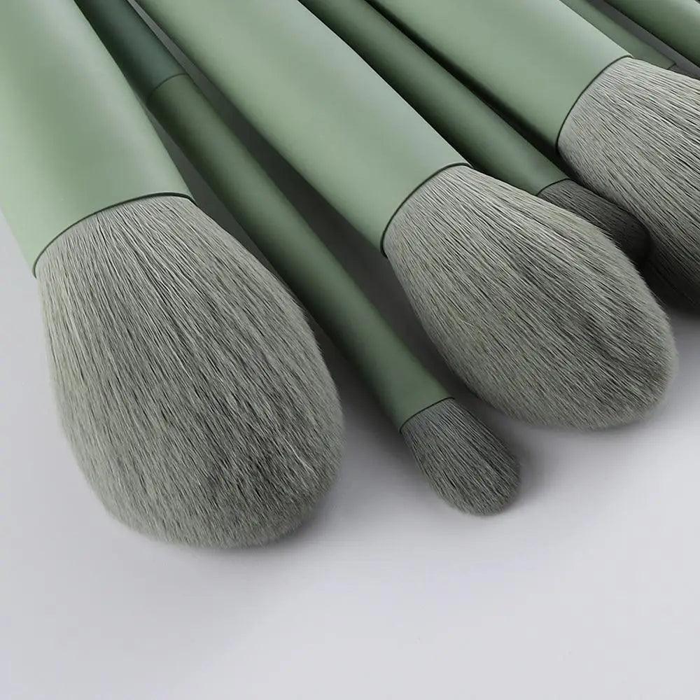 Sizzling 11/8pcs Natural Hair Green Makeup Brushes Foundation Powder Eyeshadow Eyebrow Brush Set Profesional Cosmetic Tool Stevvex