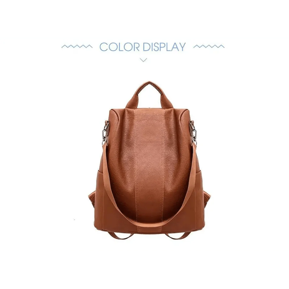 Sizzling Anti-Theft Vintage Style Leather Backpacks for Teenager Girls And Women School Bagpack For Females Travel Bags Stevvex