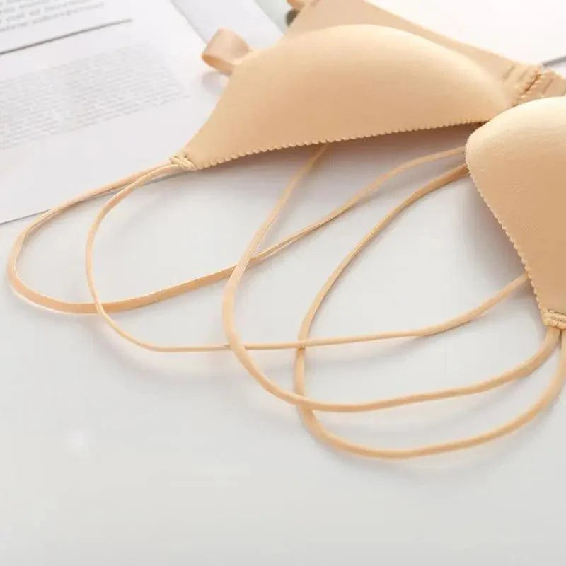 Sizzling Back Beautify Ladies Front Closure Wire Free Fashion Bra Padded Lingerie Bralette Gather Push Up Seamless Bra For Female Stevvex