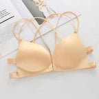 Sizzling Back Beautify Ladies Front Closure Wire Free Fashion Bra Padded Lingerie Bralette Gather Push Up Seamless Bra For Female Stevvex