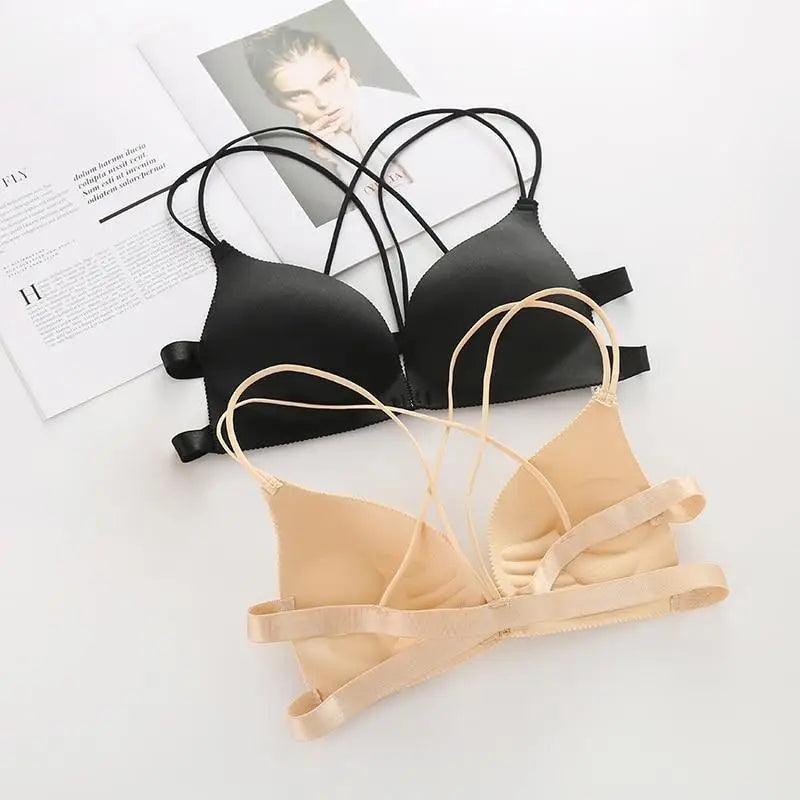 Sizzling Back Beautify Ladies Front Closure Wire Free Fashion Bra Padded Lingerie Bralette Gather Push Up Seamless Bra For Female Stevvex