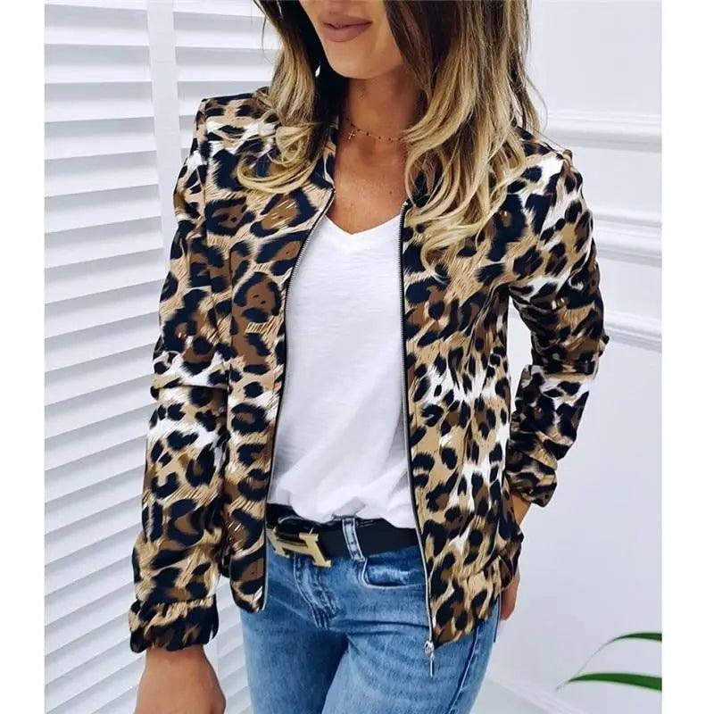 Sizzling Stylish Women's Long Sleeve Jacket Sweater Top Ladies Casual Leopard Print, Cardigan Zipper, Short Outwear, Coat Jacket Stevvex