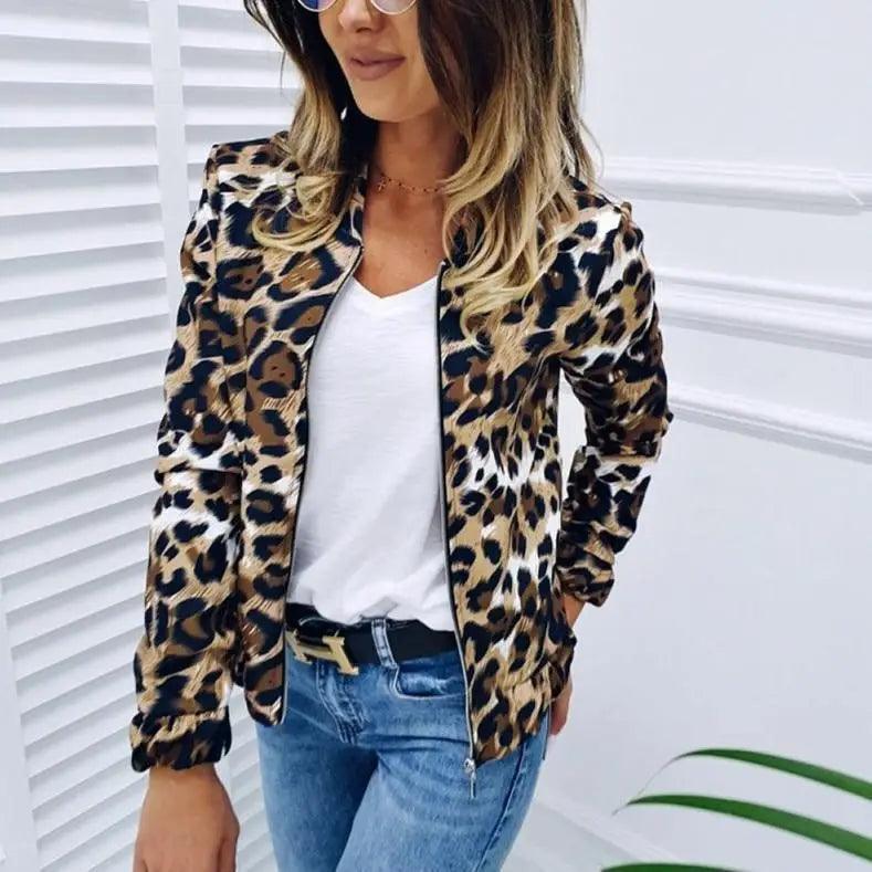 Sizzling Stylish Women's Long Sleeve Jacket Sweater Top Ladies Casual Leopard Print, Cardigan Zipper, Short Outwear, Coat Jacket Stevvex