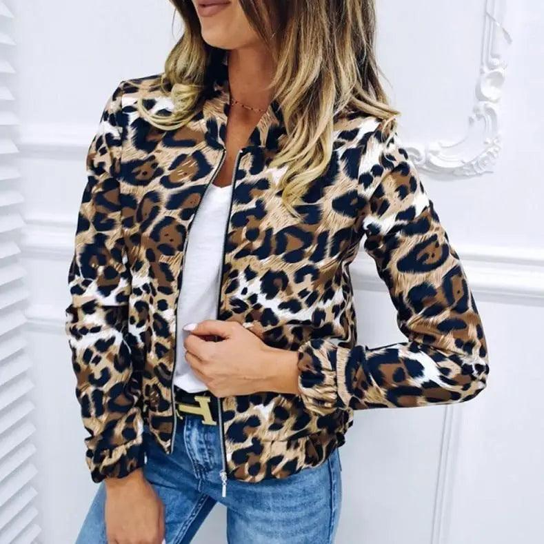 Sizzling Stylish Women's Long Sleeve Jacket Sweater Top Ladies Casual Leopard Print, Cardigan Zipper, Short Outwear, Coat Jacket Stevvex