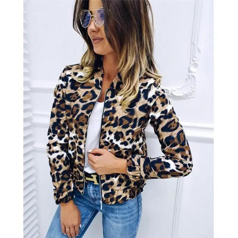 Sizzling Stylish Women's Long Sleeve Jacket Sweater Top Ladies Casual Leopard Print, Cardigan Zipper, Short Outwear, Coat Jacket Stevvex