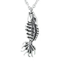 Skeleton Fish Swimmer Pendant Necklace Gothic Silver