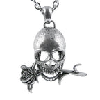 Skull And Rose Necklace Gothic Skull Pendant For Men
