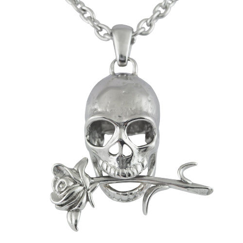 Skull And Rose Necklace Gothic Skull Pendant For Men