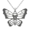Skull Butterfly Necklace Silver Gothic Pendant Chain