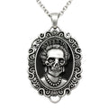 Skull Cameo Necklace Gothic Vintage Silver Pendant Chain