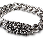 Skull Chain Bracelet Mens Stainless Steel Heavy Cuban Link
