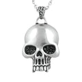 Skull Glimmer Pendant Necklace Silver Black Crystal