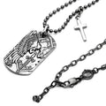 Skull ID Tag Pendant Necklace Stainless Steel Gothic