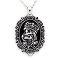 Skull King Cameo Gothic Pendant Necklace Vintage Silver