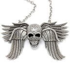 Skull Wing Pendant Necklace Gothic Silver Chain Unisex