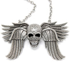 Skull Wing Pendant Necklace Gothic Silver Chain Unisex