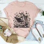 Skull With Books Tee Peachy Sunday