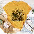 Skull With Books Tee Peachy Sunday
