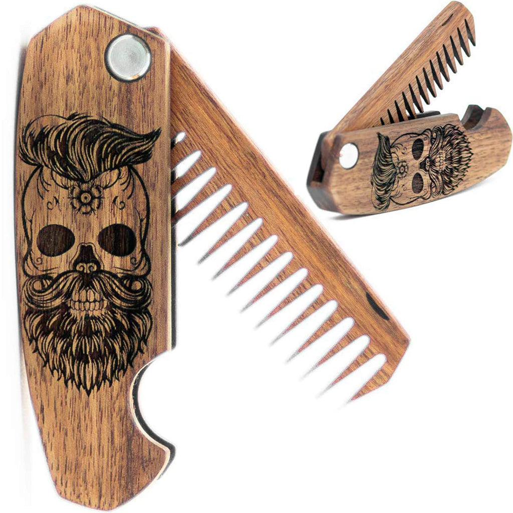 Wooden Beard Comb – Skull Design - SJB-DIAMOND ELITES