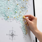 Wooden Canvas USA Map - Sky Blue