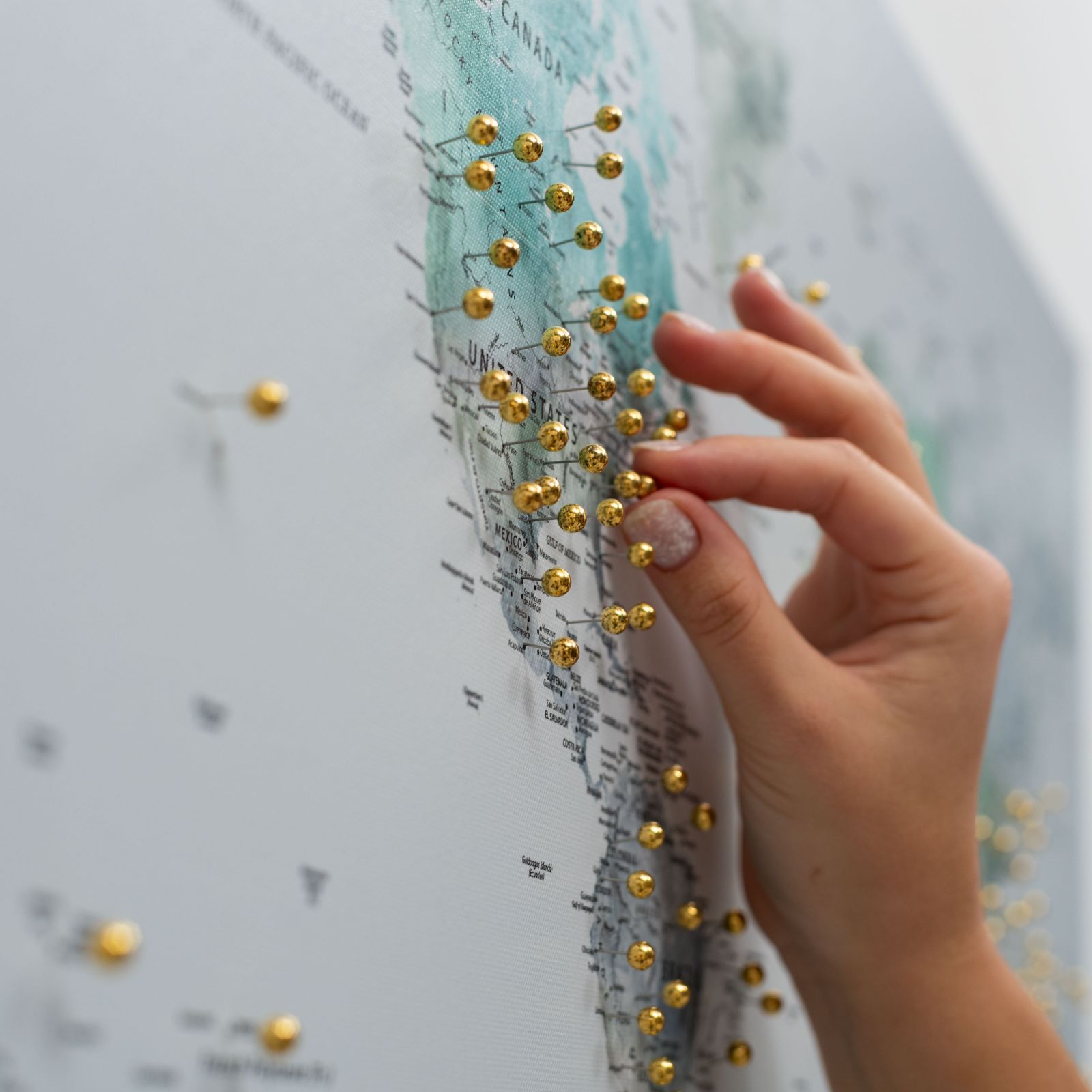 World Map on Canvas - Sky Blue - SJB-DIAMOND ELITES