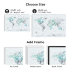 World Map on Canvas - Sky Blue - SJB-DIAMOND ELITES