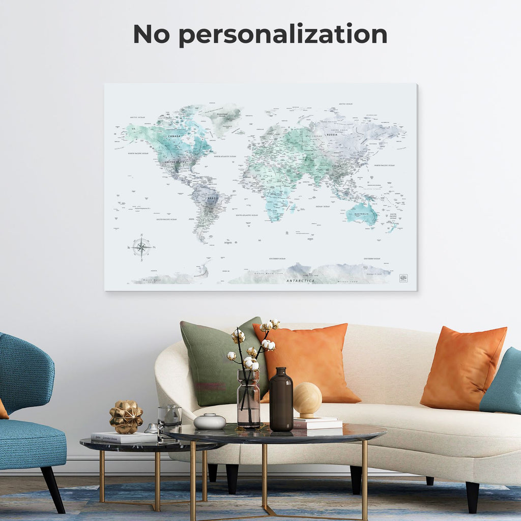 World Map on Canvas - Sky Blue - SJB-DIAMOND ELITES