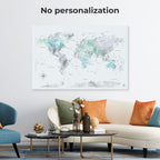 World Map on Canvas - Sky Blue - SJB-DIAMOND ELITES