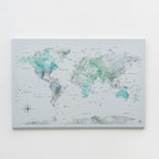 World Map on Canvas - Sky Blue - SJB-DIAMOND ELITES