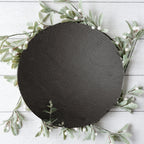 Slate Round 14 Inch Cheese Board - Natural Edge Serving Platter BandsCo Straps