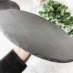 Slate Round 14 Inch Cheese Board - Natural Edge Serving Platter BandsCo Straps