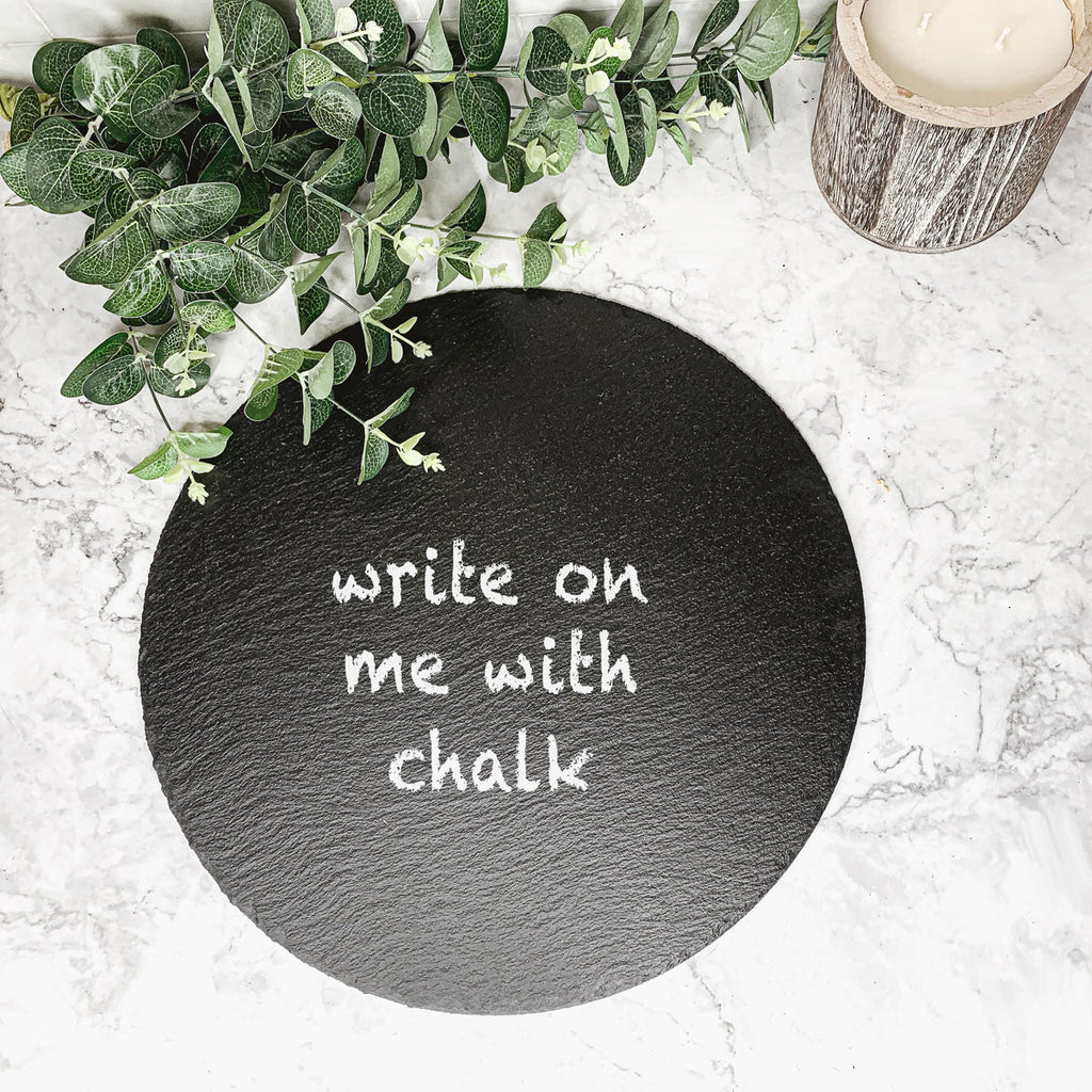 Slate Round 14 Inch Cheese Board - Natural Edge Serving Platter BandsCo Straps