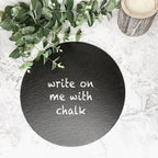 Slate Round 14 Inch Cheese Board - Natural Edge Serving Platter BandsCo Straps