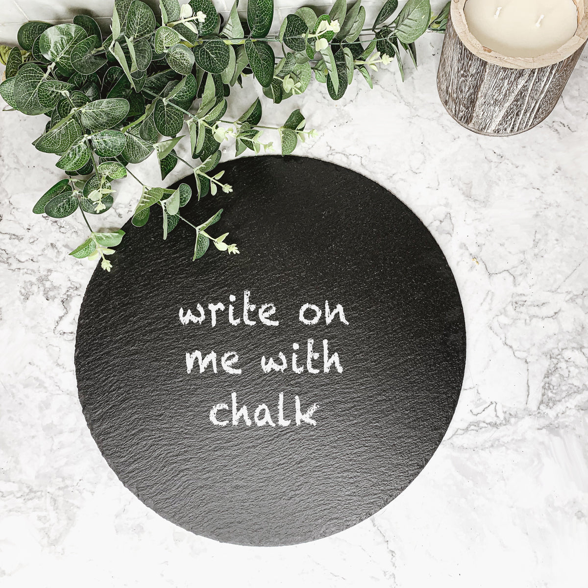 Slate Round 14 Inch Cheese Board - Natural Edge Serving Platter BandsCo Straps