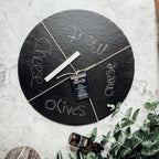 Slate Round 14 Inch Cheese Board - Natural Edge Serving Platter BandsCo Straps