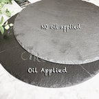 Slate Round 14 Inch Cheese Board - Natural Edge Serving Platter BandsCo Straps